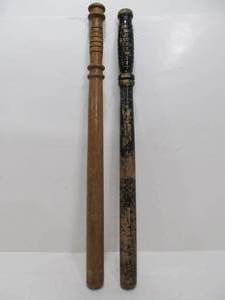 lot 126 image: 2 Old Vintage Military or Police Nightsticks