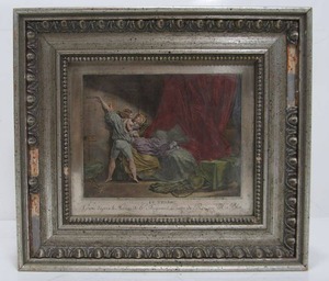 lot 141 image: Antique Framed French Le Verrou Engraving on Metal
