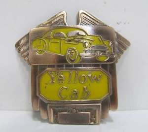 lot 210 image: Original 1930s era YELLOW CAB Taxi Driver Hat Badge