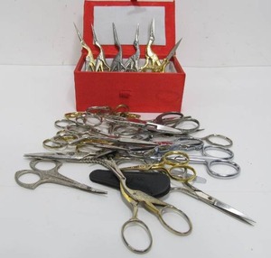 lot 274 image: Large Collection of Quality Vintage Small Scissors - Many wBirds
