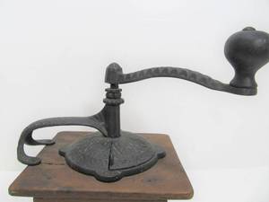 lot 153 image: Antique Dovetailed Wood & Cast Iron Coffee Grinder
