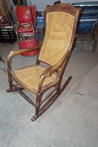 lot 118 image: Antique Wood Rattan Seat Rocking Chair