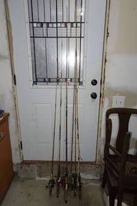 lot 127 image: Vintage Fishing Rods with Reels