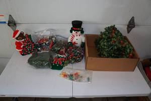 lot 50 image: Vintage Christmas Decorations - Snowman, Bear, Lights