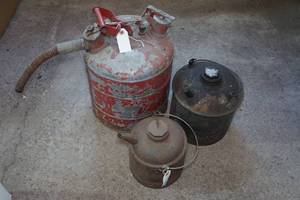 lot 62 image: Vintage Metal Liquid Cans - With Spouts