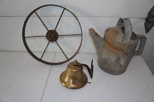 lot 72 image: Watering Can, Vintage Dinner Bell, 10 Wheel
