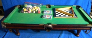 lot 55 image: Mini Office Pool Table and Chess and Checker Set