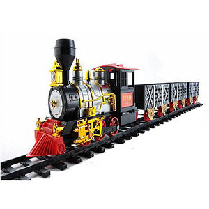 lot 37 image: ((Brand New)) Northlight Seasonal 20-Piece Black and Red Battery Operated Lighted & Animated Classic Train Set with Sound