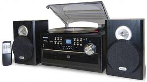 lot 110 image: ((Brand New)) Jensen 3 Speed TurntableCD Home Stereo (Open Box Item)