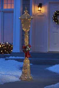 lot 248 image: National Tree Company 60 Lighted Holiday Crystal Champagne Lamp Post