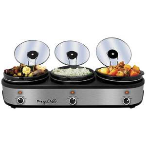 lot 229 image: ((BRAND NEW)) MegaChef Triple 2.5-Qt. Slow Cooker and Buffet Server