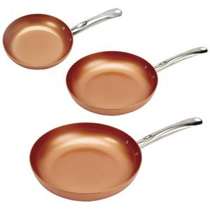 lot 230 image: ((BRAND NEW)) Copper Chef Nonstick Aluminum Fry Pans Set of 3
