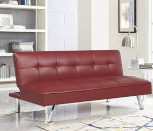 lot 129 image: ((BRAND NEW)) Serta Cobie Leather-Look Convertible Futon Sofa Bed
