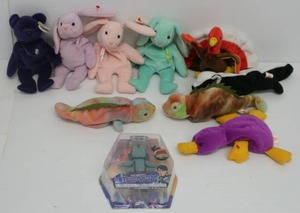 Group Of Vintage Beanie Babies And Troll Hunters Action Figure