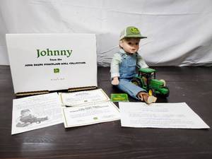 John Deere Collector Doll Johnny And Model Tractor