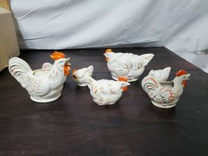 Set of Chicken Salt and Pepper Shakers and Sugar Bowls