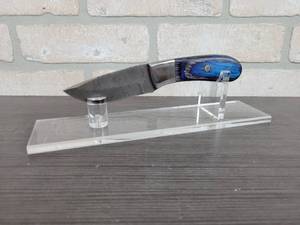 Hand Crafted Damascus Drop Point Knife - 3.560 Blade - Includes Leather Sheath