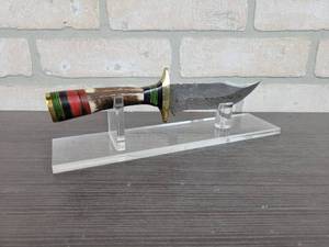 Hand Crafted Damascus Bowie Knife - 5.375 Blade - Includes Leather Sheath