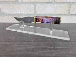 Hand Crafted Damascus Persian Knife - 4.0625 Blade - Includes Leather Sheath