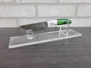 Hand Crafted Damascus Straight Back Knife - 3.700 Blade - Includes Leather Sheath