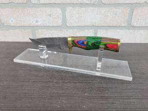 Hand Crafted Damascus Straight Back Knife - 4.000 Blade - Includes Leather Sheath