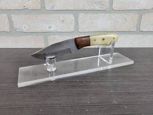 Hand Crafted Damascus Drop Point Knife - 3.850 Blade - Includes Leather Sheath