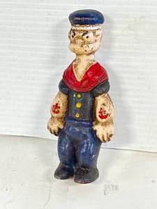 lot 38 image: Cast Iron Popeye the Sailor Man Bank 5 Inch Tall