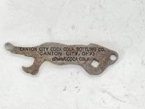 lot 46 image: Canton City Coca Cola Baseball Player Bottle Opener