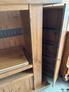 lot 56 image: Wood Entertainment Center 60x20x53 Inch Tall