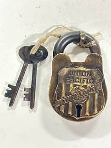 lot 74 image: Union Pacific Overland Padlock 3  Inch Tall