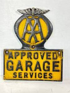 lot 87 image: AA Approved Garage Service Cast Iron Sign 11 Inch Tall