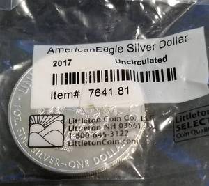 2017 AMERICAN SILVER EAGLE 1 TROY OZ .999 FINE SILVER DOLLAR