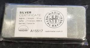 10 TROY OZ .999 FINE SILVER BAR NADIR SEALED