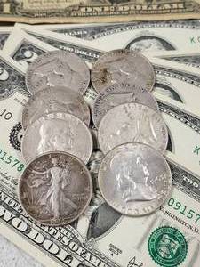 BALANCE OF THE ESTATE 10X SILVER HALVES 19 IKES CURRENCY ETC