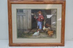 girl with farm animals