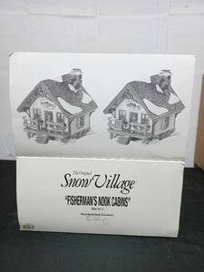 Two Sets Of The Original Snow Village Fishermans Nook Cabins
