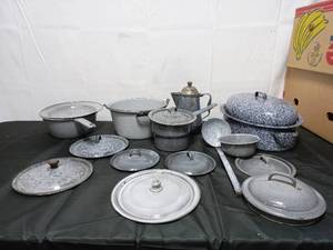 Collection Of Enameled Graniteware And Enamelware