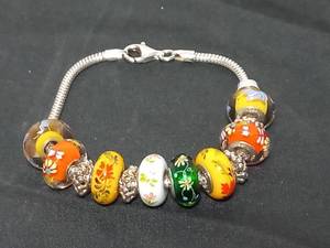 Sterling Silver Fenton Bracelet With 8 Beads And 4 Charms