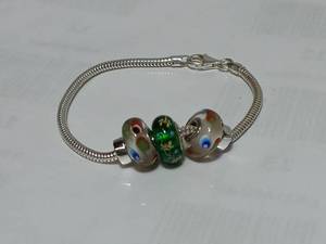Sterling Silver Fenton Bracelet With 3 Beads