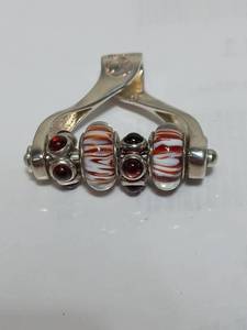 Fenton Pendant With Two Pandora Beads And Two Sterling Silver Charms