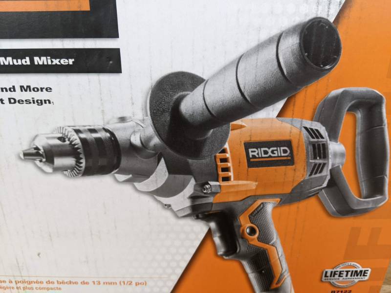 lot 29A image: Brand New Ridgid 9 Amp Corded 12 in. Spade Handle Mud Mixer P