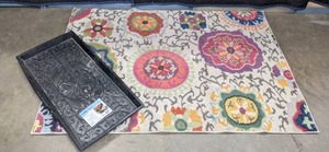 lot 132 image: Traffic Master Rubber Boot Tray and Colorful Safavieh Rug F