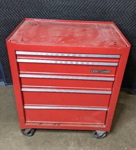 lot 124 image: Craftsman 5-Drawer Rolling Toolbox, Red F
