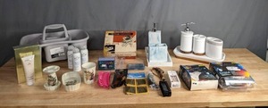 lot 173 image: Mainstays Bath Caddy, Disinfectant, Hair Accessories, Oster Massage Instruments, IcyHot Smart Relief Tens Therapy, Soap Dispensers and Toothbrush Holders  M