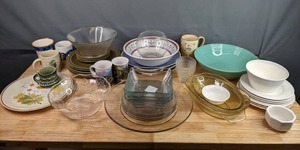 lot 179 image: 48-Piece of Assorted Plates, Mugs and Bowls Including Anchor, Home and Fiberfield Plates, Lilac Cottage and Hollyhock Home by Thomas Kinkade Mugs  M