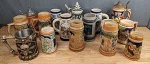 lot 187 image: Assortment of Beautifully Detailed Ceramic Beer Steins & More M