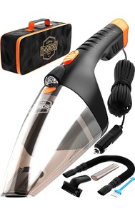 lot 99A image: Brand New ThisWorx Car Vacuum Cleaner - LED Light, Portable, High Power Handheld Vacuums w 3 Attachments, 16 Ft Cord & Bag - 12v, Auto Accessories Kit for Interior Detailing L