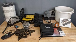 lot 321 image: Battery Tester, Roller Chain, Bone Fone, Powermatic Mini, Maverix Electric Skateboard, Buckets and More M