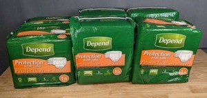 lot 326 image: NEW (6) Depend Protection Briefs with Adhesive Tabs (16 Count Bags) M