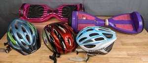 lot 327 image: Razor Hoverboard, Hoverstar and (3) Womens Cycling Helmets M